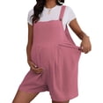 thumbnail image 7 of BRGZLK Women Maternity Overall Shorts Summer Solid Color Casual Loose Sleeveless with Adjustable Waist Soft Breathable Pregnant Jumpsuit Shorts Pink XXL, 7 of 7
