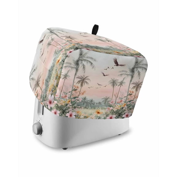 Fsddascl Vintage Pastoral Toaster Cover 4 Slice, Large Kitchen Appliance Covers, Farmhouse Botanical Tree Birds Toaster Oven Cover with Loop, Bread Machine Cover Polyester Dust Cover Protection