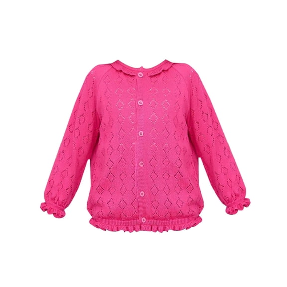 Mercatoo Little Girls Knit Cardigan Sweater for Toddler Baby Ruffle Long Sleeve Crewneck Top Button up Sweater Jacket Outwear