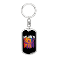thumbnail image 1 of Ah Men Stainless Steel or 18k Gold Premium Swivel Dog Tag Keychain, 1 of 8