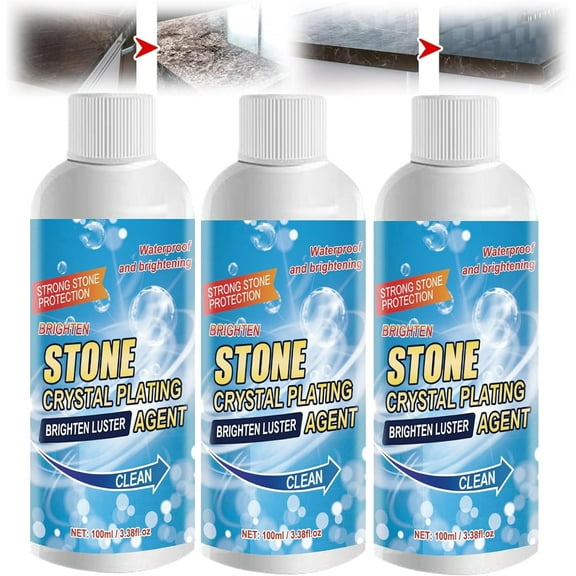 Stone Crystal Plating Agent, Marble Stone Polishing and Coating Agent, Stone Stain Remover, Stone Nano Crystal-Plating Agent for Kitchen, Patio, Backyard Marble Cleaner and Polish(3 PCS)