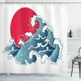 thumbnail image 1 of Ambesonne Japanese Shower Curtain, Wave Illustration, 69"Wx84"L, Dark Coral White, 1 of 3