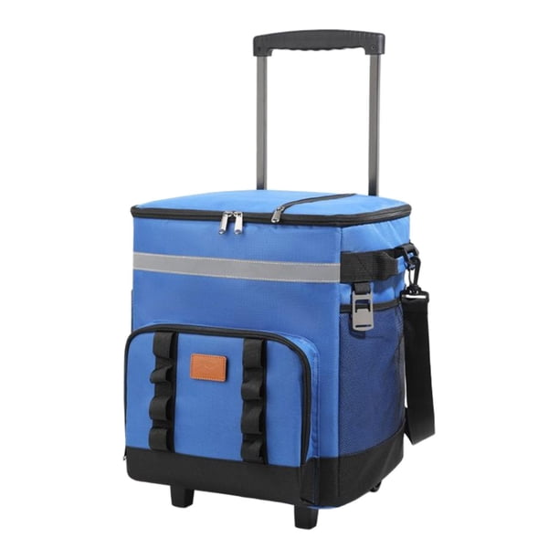 Bolsa térmica con ruedas, almacenamiento a prueba de fugas, mantiene el calor, práctica con ruedas y Azul