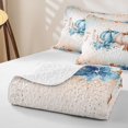 thumbnail image 4 of Erosebridal Boho Watercolor Pumpkin Twin Quilt Set, Thanksgiving Floral Blossom Twin Coverlet Set for Boys Girls, Peach Blue Beige Gold, 2-Piece 1 Bedspread and 1 Pillowcase, 4 of 7