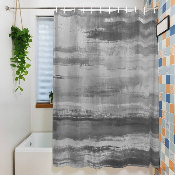 Shower Curtain, Gray Black Gradient Abstract Waterproof Polyester Fabric Bath Curtain with Hooks for Bathroom Bathtub Stalls, Modern Minimalist Art 36x72IN