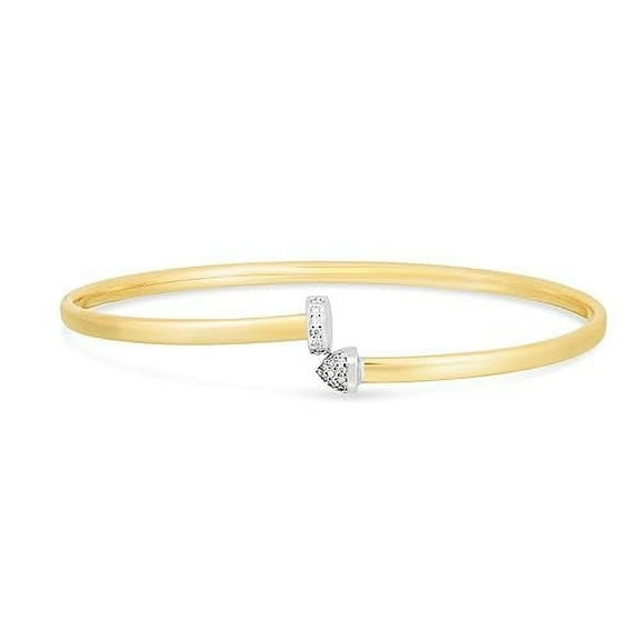 JewelStop 14K Yellow Gold 3mm 0.10ct Diamond Hardware Bar Open Cuff Bangle - 6gr