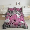 thumbnail image 2 of jejeloiu Cute Floral Blossom Full Size Comforter Sets,Old Wooden Board Bedding Comforter Set,Pink Gray White Bedding Sets For Adults,Breathable Home Decor,3-Piece, 2 of 8