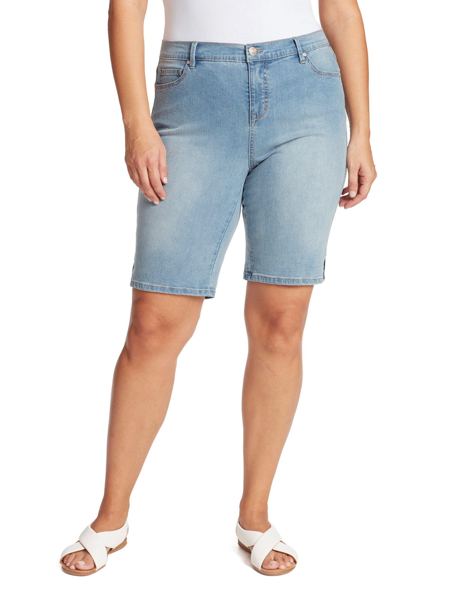 Gloria Vanderbilt AVERY pull-on comfort waist denim bermuda shorts 22W 24W NEW 