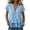 04#Blue, variant on Babysbule Women's Linen Style V Neck Short Sleeve Blouse Ruffle Hem Button Front Casual Flowy Summer Top for Work Daily Wear
