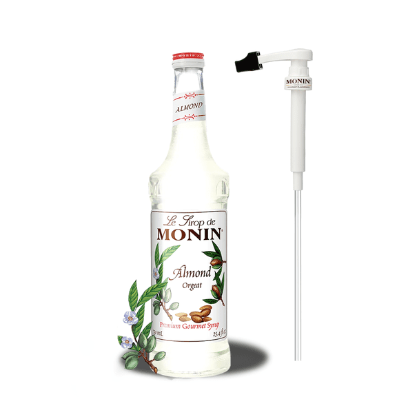 Monin Almond (Orgeat) Flavor Syrup, 750mL Bottle with Pump – Premium Gourmet Syrup