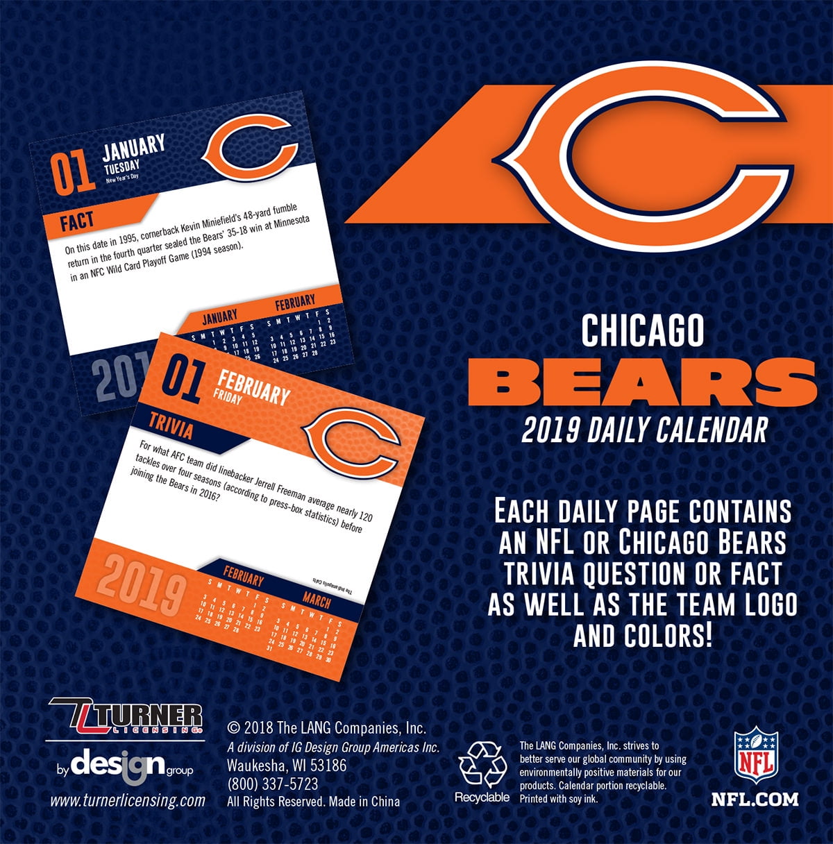 2019 Box Calendar Chicago Bears Walmart Com Walmart Com