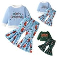thumbnail image 4 of Mercatoo Toddler Baby Girls Christmas Outfit Long Sleeve Letters Print Sweatshirt Flare Pants 2 Pieces Kids Clothes Set, 4 of 4
