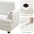 thumbnail image 5 of Homfa 3 Seat Sofa with USB Charging Ports & Cup Holders, 89'' Modern Chenille Upholstered Couch for Living Room, White, 5 of 11