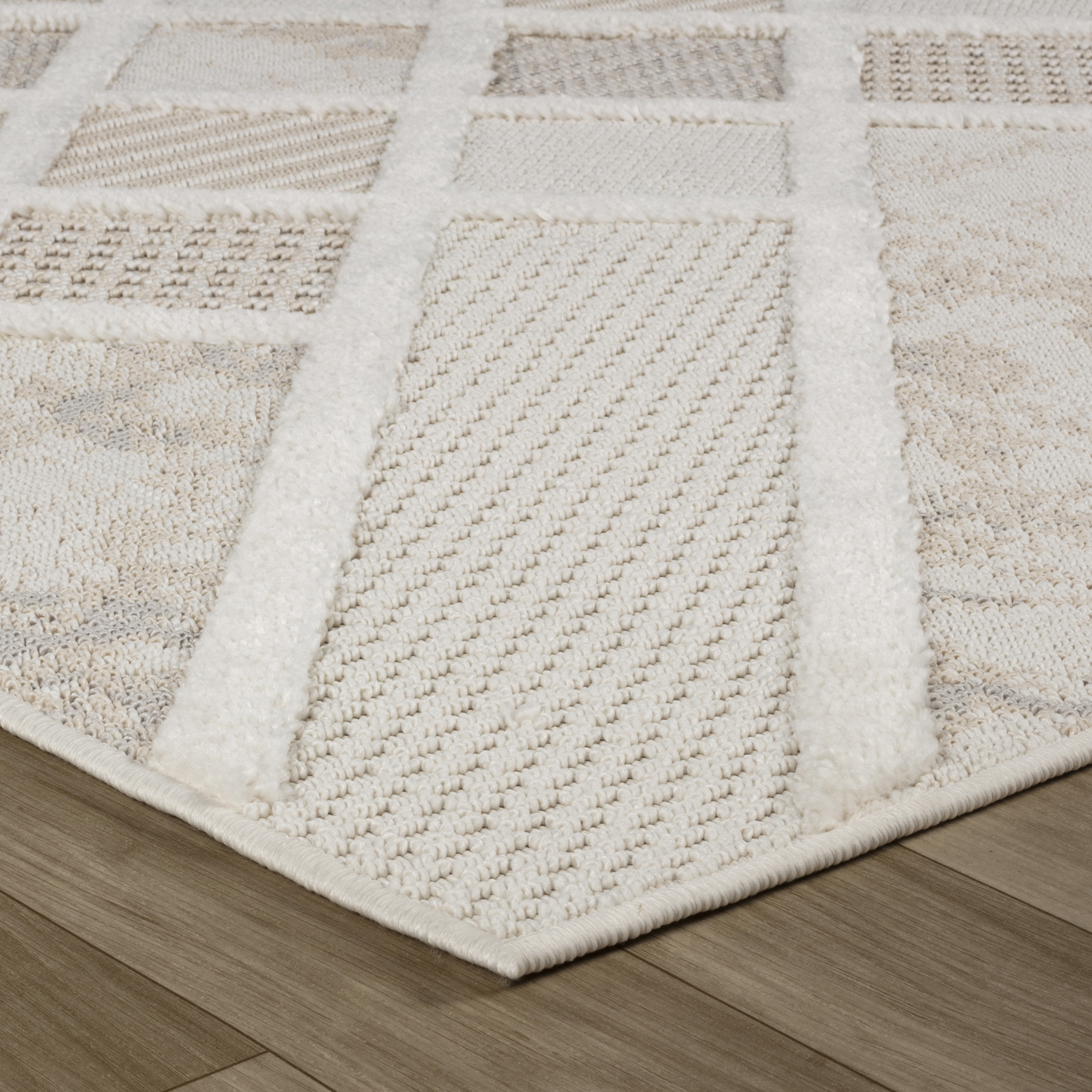 Rug Branch Maison Modern Indoor Area Rug, Cream Beige, Geometric - Living Room, Bedroom, Dining Room, and Kitchen