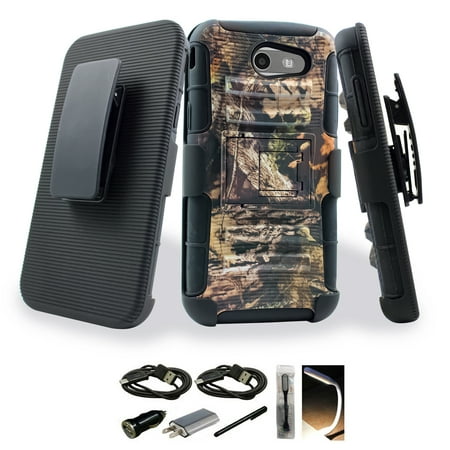 ► Value Pack ! for Samsung Galaxy J3 EMERGE J 3 Holster Belt Clip Armor Case Double Kickstands Hybrid Happy Camper Camo