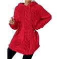 thumbnail image 3 of Sudadera con Capucha de Jacquard de Larga en Color Liso para Mujer, Chaqueta Ajustada con Cordón de Felpa. Rojo XL, 3 of 7
