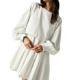 thumbnail image 4 of GXFC Women Teen Gril Fall Shift Dress Long Sleeve Patchwork Tunic Mini Dress for Dail Street, 4 of 6