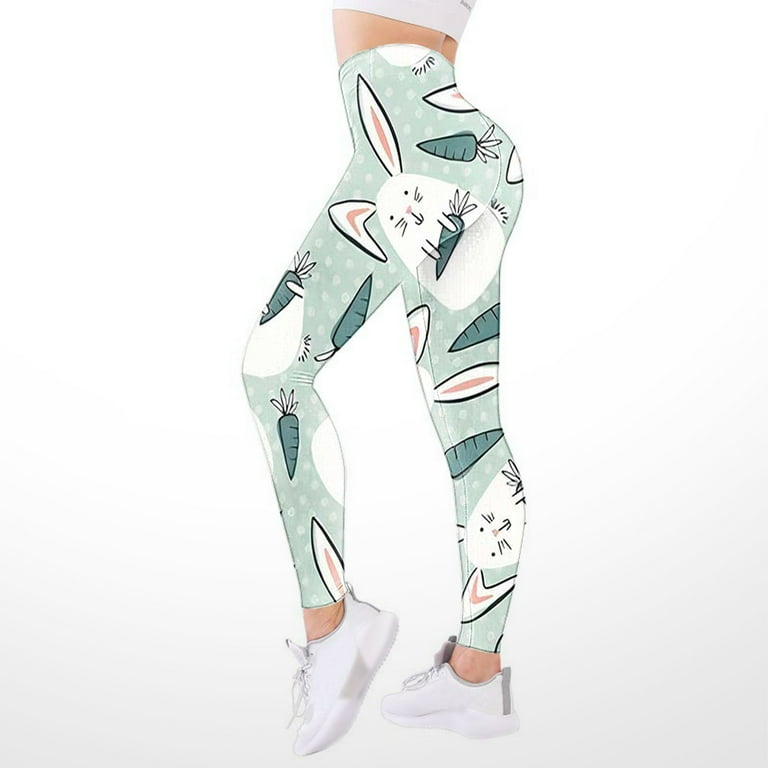 CLZOUD Yoga Joggers for Women Green Polyester,Spandex Print High Waist  Pants for Womens Tights Compression Yoga Fitness High Waist Leggings Xxl