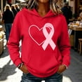 thumbnail image 2 of Nowekniz Women Oversized Breast Cancer Awareness Ribbon Graphic Hoodie, Long Sleeve Casual Hooded Sweatshirt with Pockets, 2 of 5