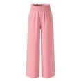 thumbnail image 5 of Miluxas Girl's Wide Leg Pants Elastic Waist Summer Boho Palazzo Pants Beach Vacation Casual Trousers Pink 13-14Years, 5 of 7