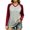 Red, variant on Levmjia Women Raglan Long Sleeve V Neck Color Block Top Casual Contrast Sleeve Loose Fit Solid Basic Casual Fall Tee