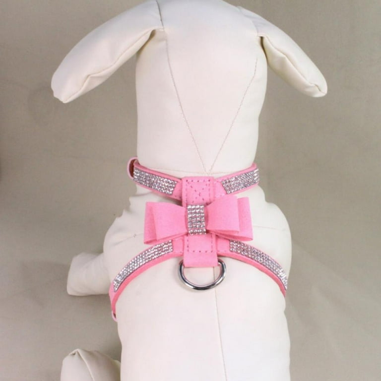 Rhinestone Dog Collar and Leash Soft Suede Bow Necklace for Puppy Cat Small  Dogs