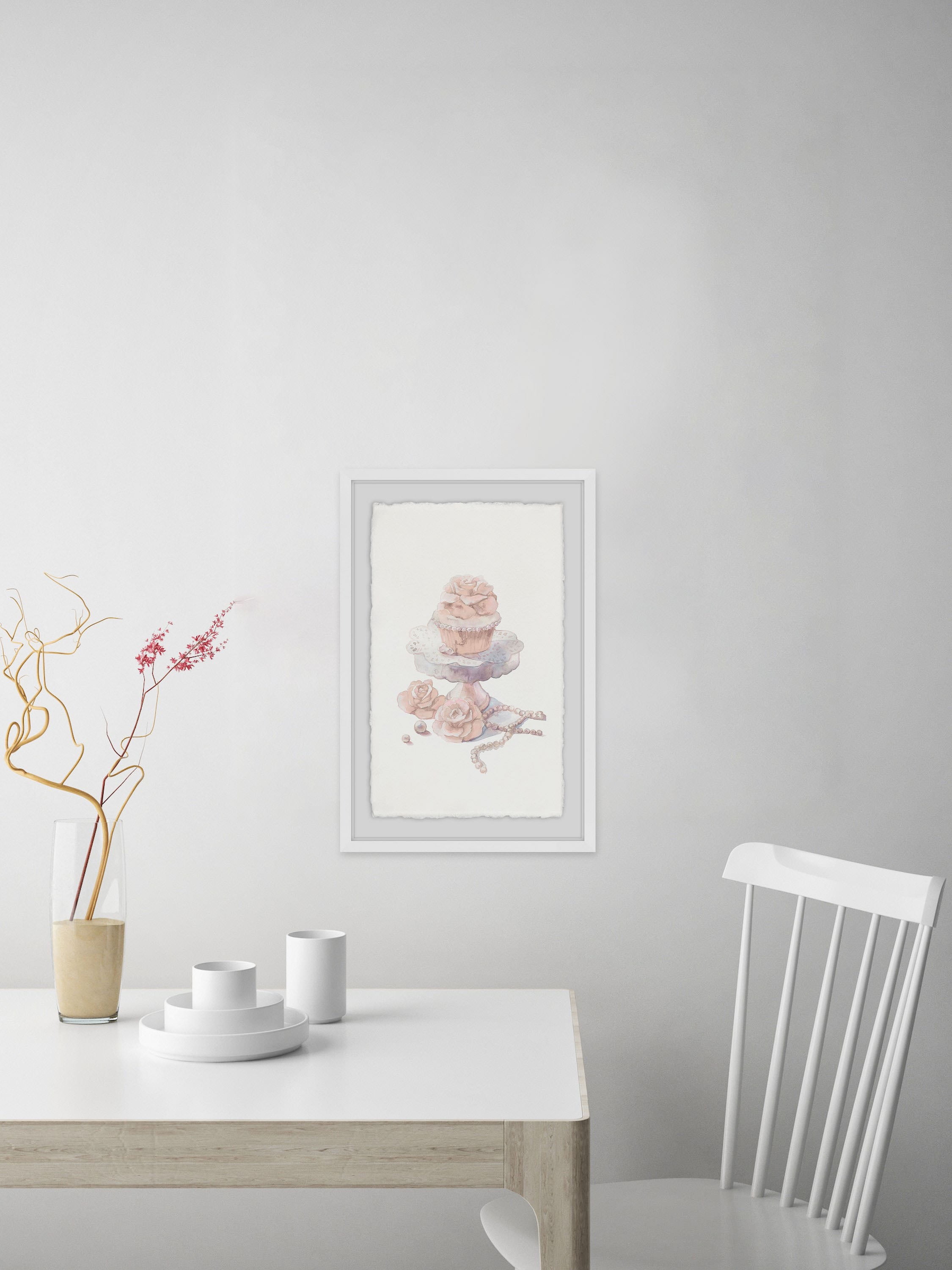 Fancy Pink Cupcake Framed Painting Print