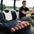 thumbnail image 5 of XYZCANDO American Flag Butterfly Golf Cart Seat Cover - 4 Storage Pockets Non-Slip Washable Terry Cloth Universal 2-Seater Golf Cart Seat Protector, 5 of 9