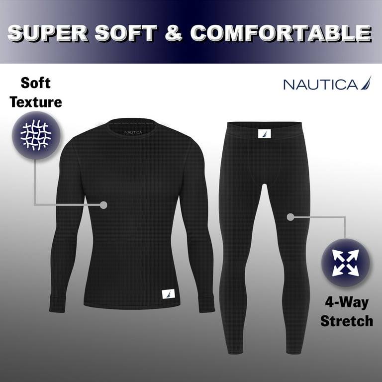 Nautica Mens Thermal Underwear Set Insulated Shirt & Long Johns, Navy XL