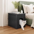 thumbnail image 3 of Cat Litter Box Enclosure, Plastic Hidden Litter Box Side Table with Openable Front Door, Waterproof & Weatherproof Cat Box Enclosure Cabinet for Indoor & Outdoor Use (Black), 3 of 7