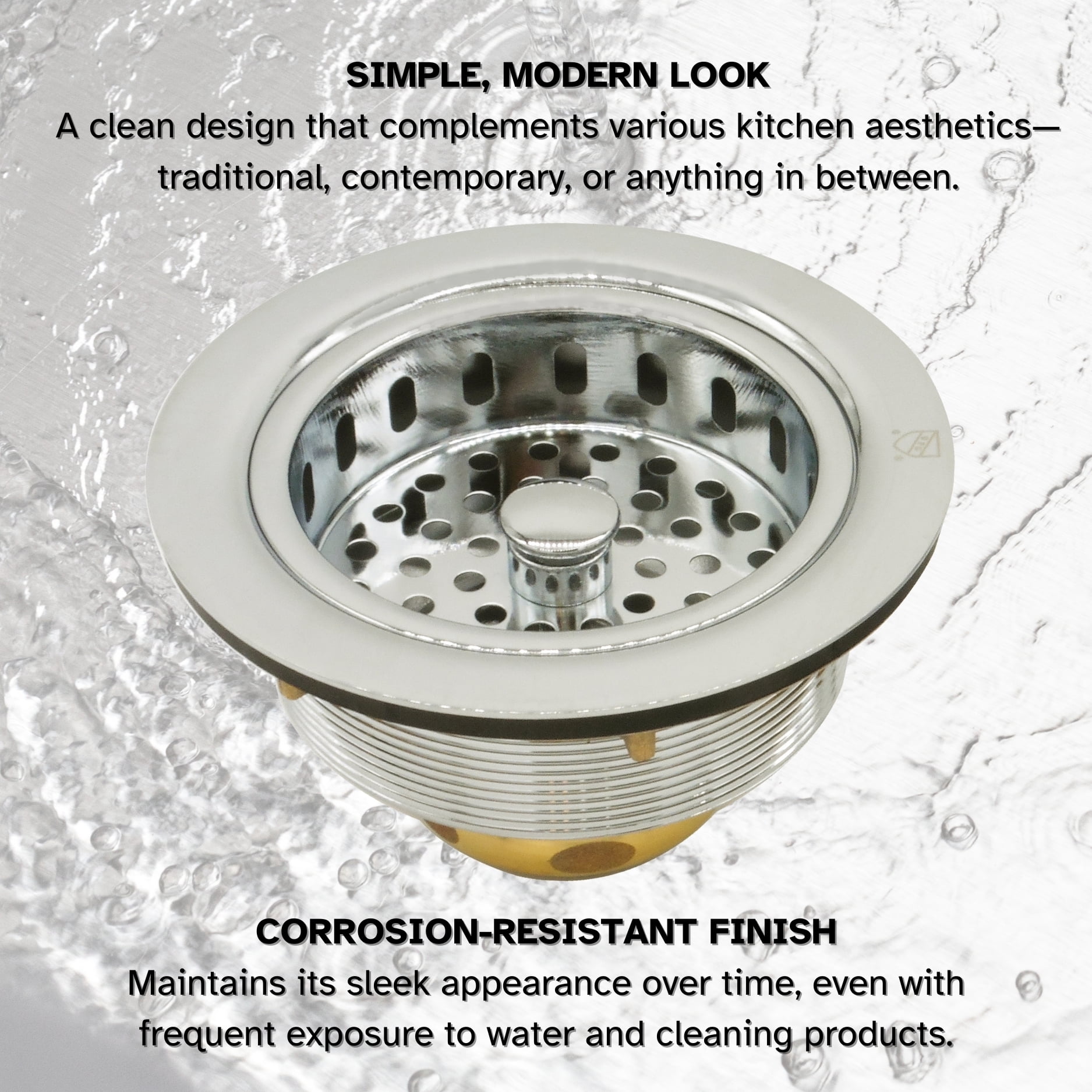 Westbrass COMBO PACK 3-1/2" Post Style Kitchen Sink and Waste Disposal Flange Strainers, Polished Nickel