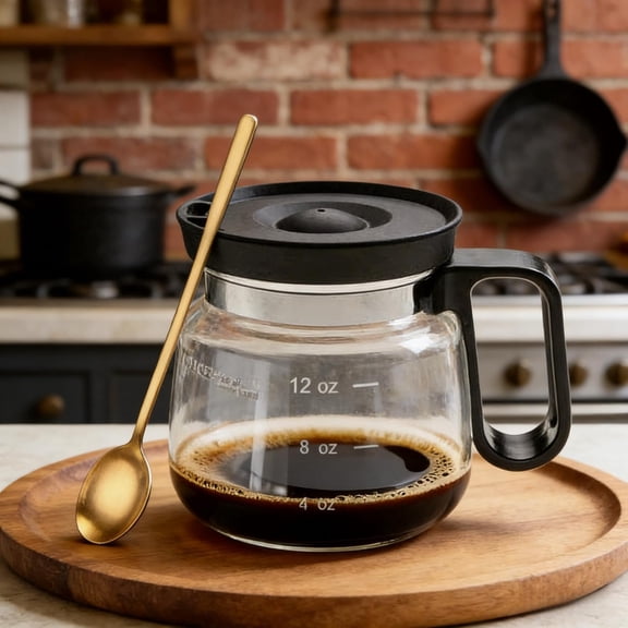 16 Oz Glass Coffee Mug That Looks like a Coffee Pot Style Shape, Mini Heatproof Large Capacity Clear Cup with Travel Lid & Straw for Hot Teas, Hot Chocolate, Office Desk Gift