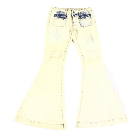 Womens Jeans Distressed Flare-Leg Four-Pocket 28