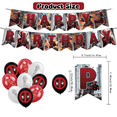 thumbnail image 3 of 82 PCS For Deadpool Theme Birthday Party Decorations,with 1 Happy Birthday Banner Garland 18 Balloons,50 Stickers,13 Cupcake Toppers Party Supply Set, 3 of 5