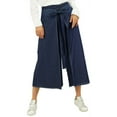 thumbnail image 5 of Bimba Women's Elastic Waistband Denim Culotte Fisherman Style Knot Detail Pants, 5 of 5