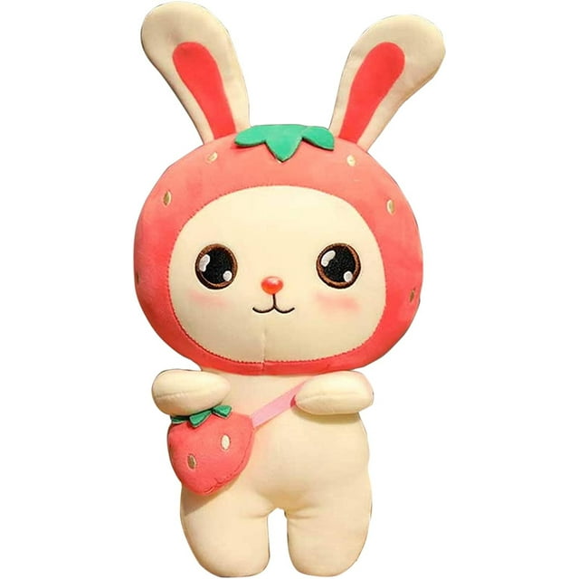 Muñeca de conejito de peluche con forma de conejo con bolsa de fresas