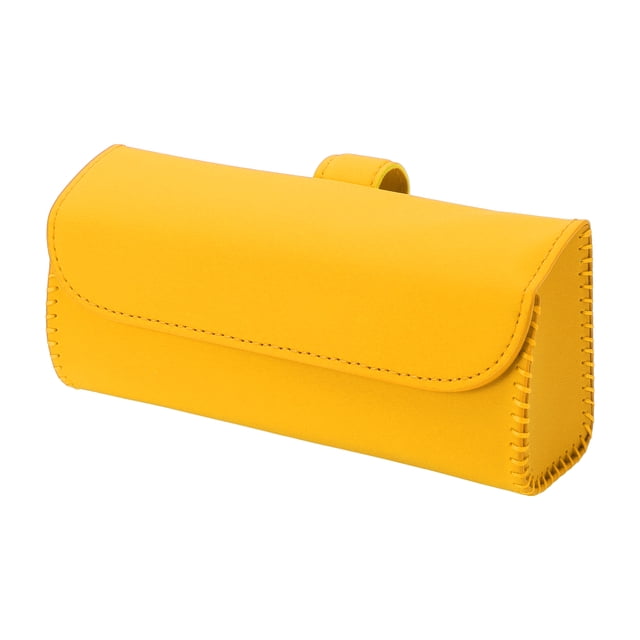 Estuche para Gafas de Sol para Coche Único Bargains Magnético Universal Soporte para Gafas de Visera de Coche Almacenamiento PU Amarillo 17x5cm 1 Pcs