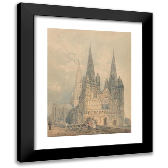Thomas Girtin 12x14 Black Modern Framed Museum Art Print Titled - Lichfield Cathedral, Staffordshire (1794)