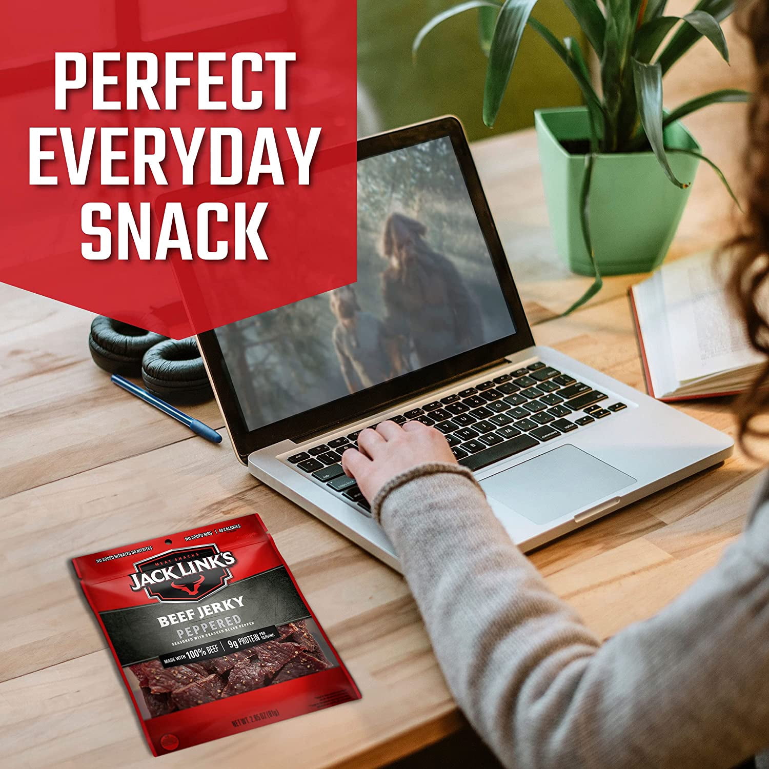 Jack Link's Beef Jerky Peppered, Meat Snack, 2.6Oz