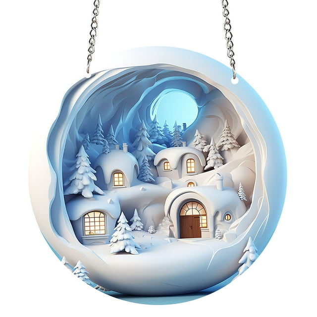 SDNall Reindeer Christmas Decoration, Christmas Wall Decorations, Round Acrylic Christmas Decorations - Reindeer Hanging Sign, Festive Wall Decor, Office Christmas Decorations