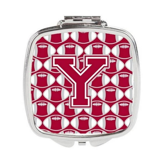 Carolines Treasures Letter Y Football Crimson - Grey & White Compact Mirror