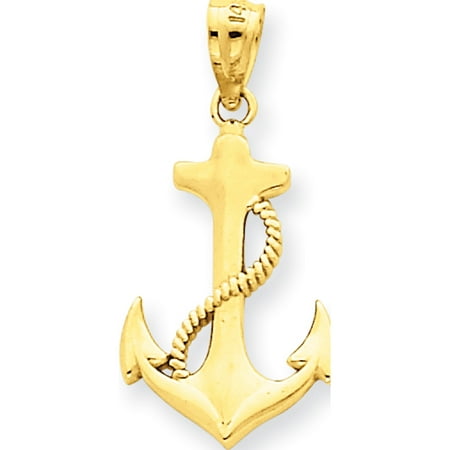 Gold Polished Anchor Leslies Fine Jewelry Designer 14k Yellow Gold Polished Anchor (12x22mm) Pendant Gift ()