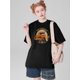 thumbnail image 1 of Vintage-Inspired Crew Neck T-Shirt with Geometric Print, 100% Polyester Knit Fabric, Casual Short Sleeve Tee for Summer, 1 of 6