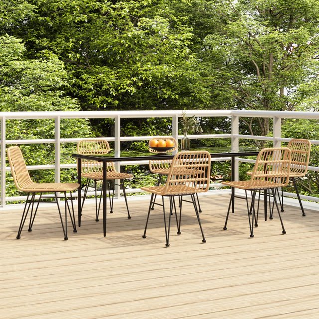 vidaXL Ensemble de Salle à Manger de Jardin 7 Pcs en Poly Rotin