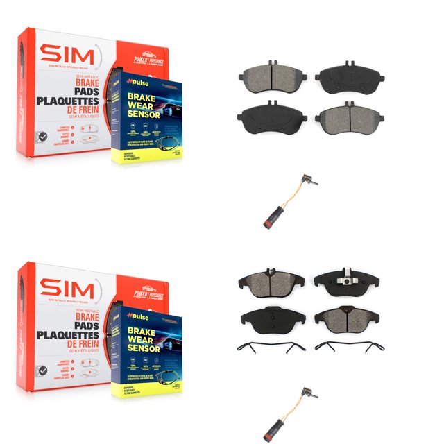 SIM Front Rear Semi-Metallic Disc Brake Pads and Wear Sensors Kit for Car Mercedes-Benz C300 C250 C230 KSW-100062