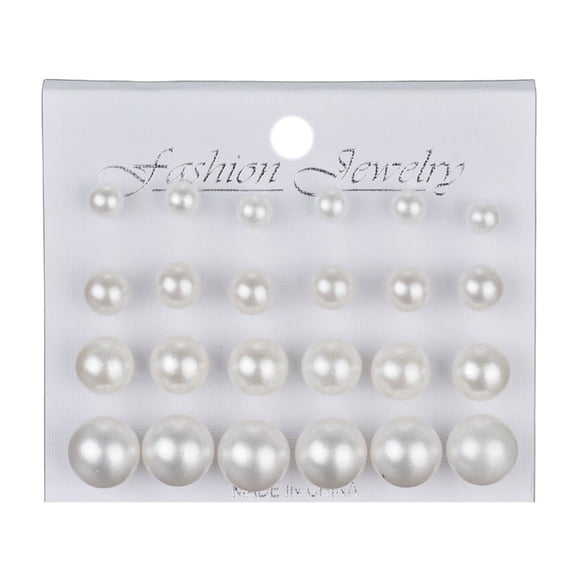 DESIGNICE Earring Sets for Women Multiple Sizes Pearl Earrings for Women Fashionable and Versatile Studs Earrings for Women White