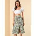 thumbnail image 4 of INSPIRE CHIC Falda A Media Pierna Con Abertura En La Cintura Y Estampado Floral Para Mujer Verde M, 4 of 6