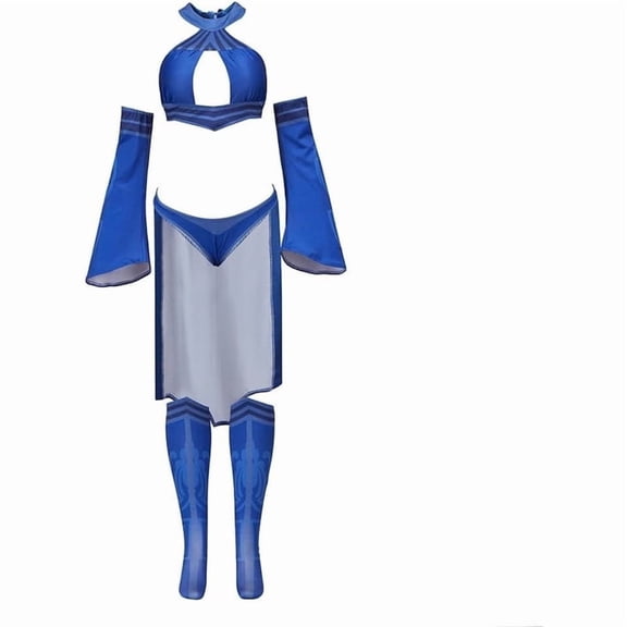 Kitana Inspired Blue 4 Piece Battle Suit Warrior Bikini Outfit for Women