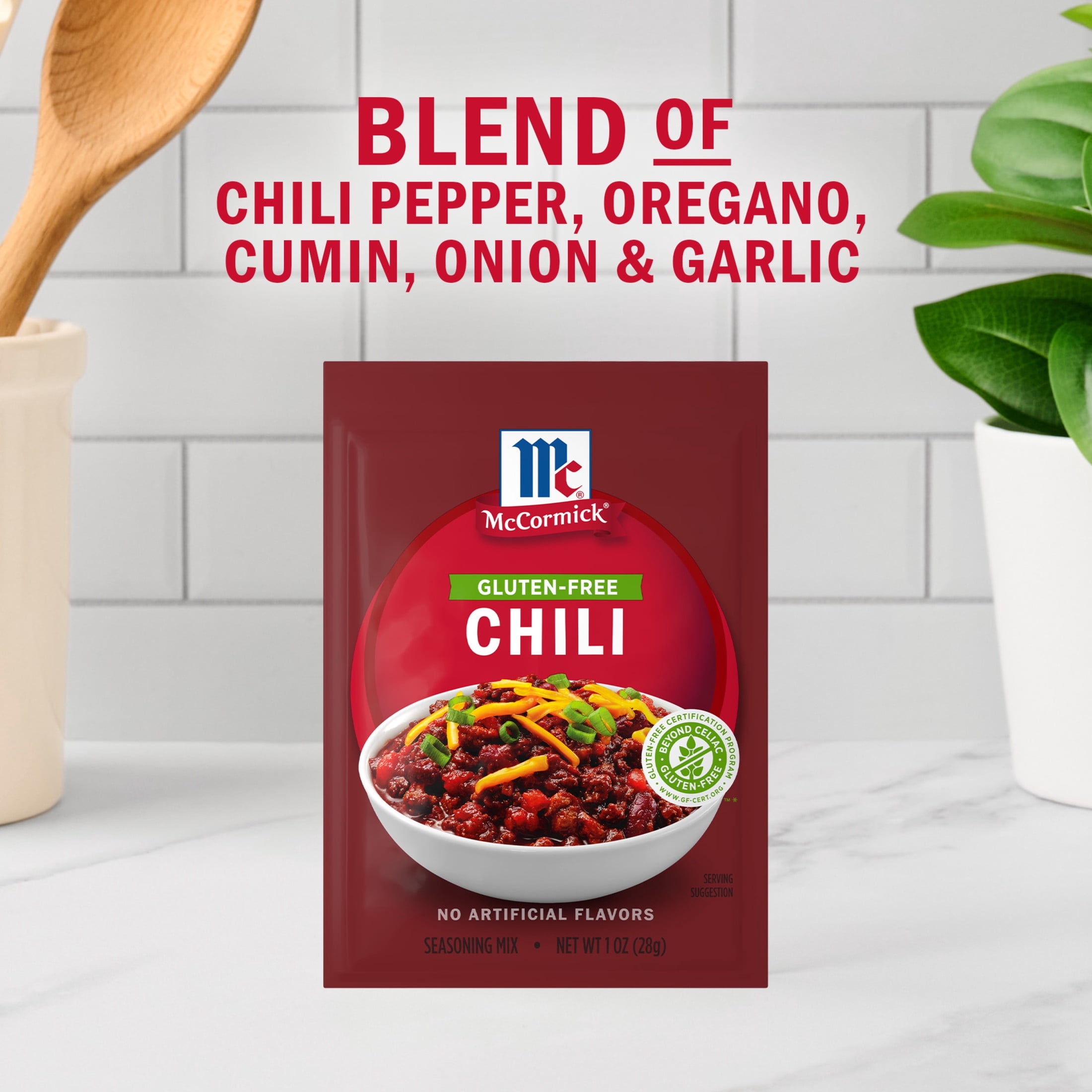 (3 pack) McCormick Gluten Free Gluten Free Chili Seasoning Mix, 1.0 oz Packet