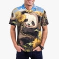 thumbnail image 2 of Balery Clear Sky Cute Sunflower Panda Printed Men’s Short Sleeve Polo Shirt, Midweight Men's Shirt,Golf Polo shirts -XX-Large, 2 of 8